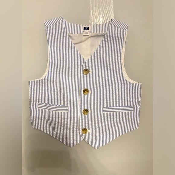 Janie and Jack boys Seersucker dress Blazer and vest - Picture 6 of 12